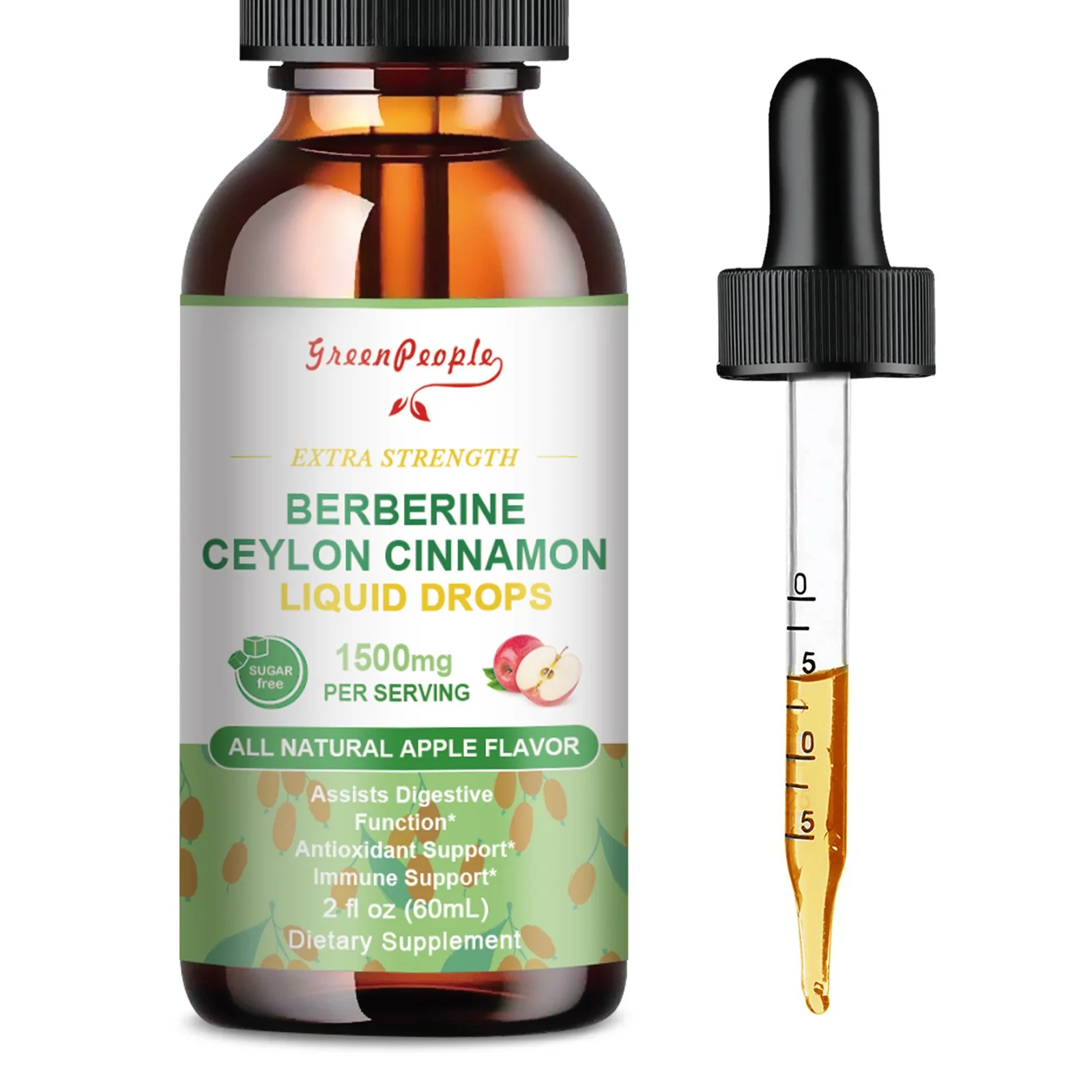 GREENPEOPLE (2 Packs) Berberine Liquid Supplement with Ceylon Cinnamon Berberine Drops 1500mg - Image 10