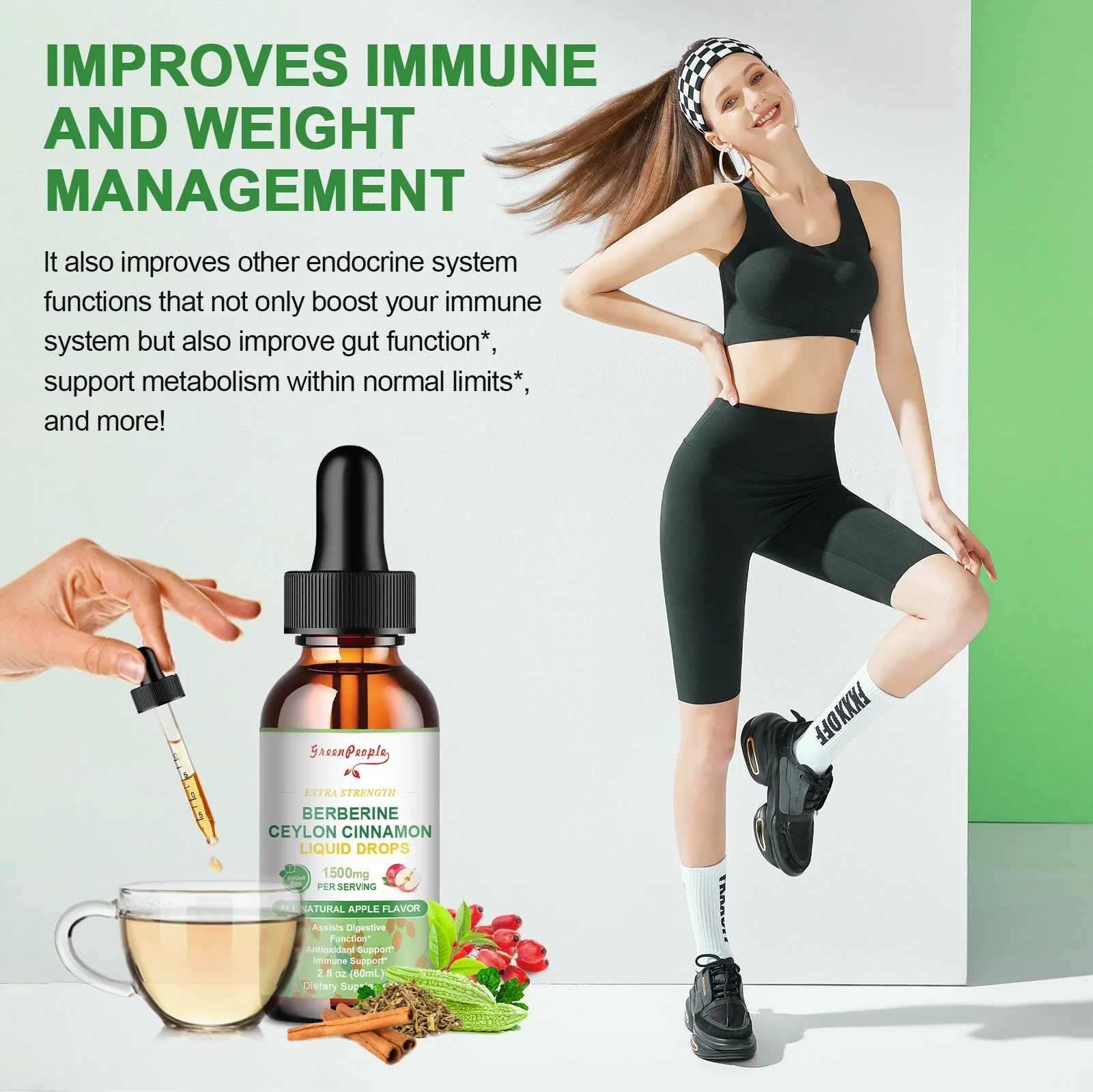 GREENPEOPLE (2 Packs) Berberine Liquid Supplement with Ceylon Cinnamon Berberine Drops 1500mg - Image 7