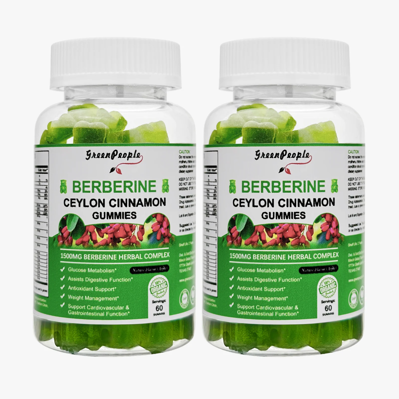 (2Pack) Berberine Gummies 1500mg with Ceylon Cinnamon 120 CT Apple Flavor - Image 6