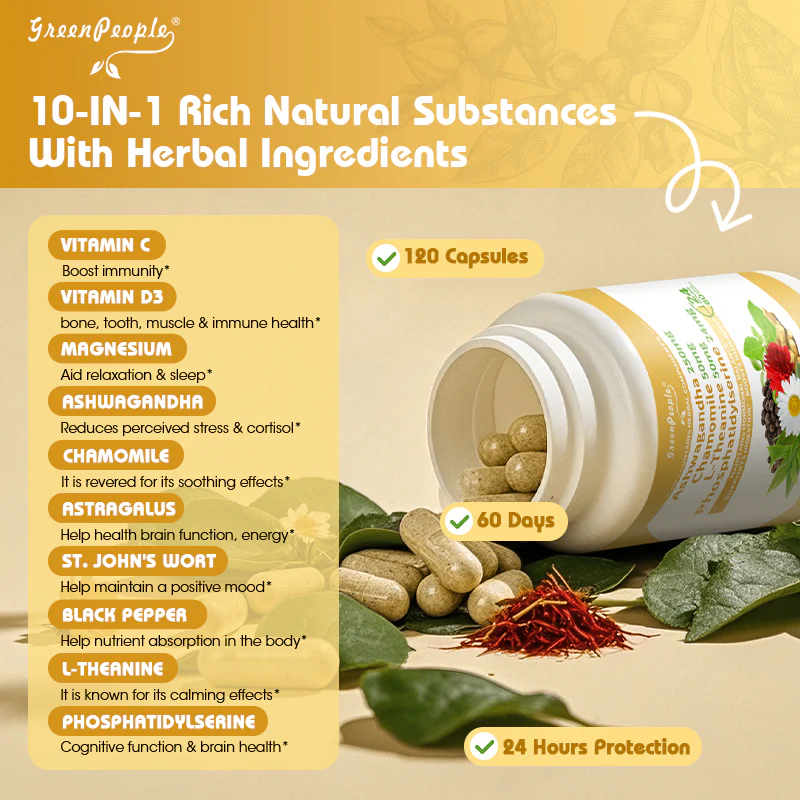 Cortisol Balance Support– 5000mg Ashwagandha + Magnesium Glycinate - 120 Vegan Capsules - Image 3