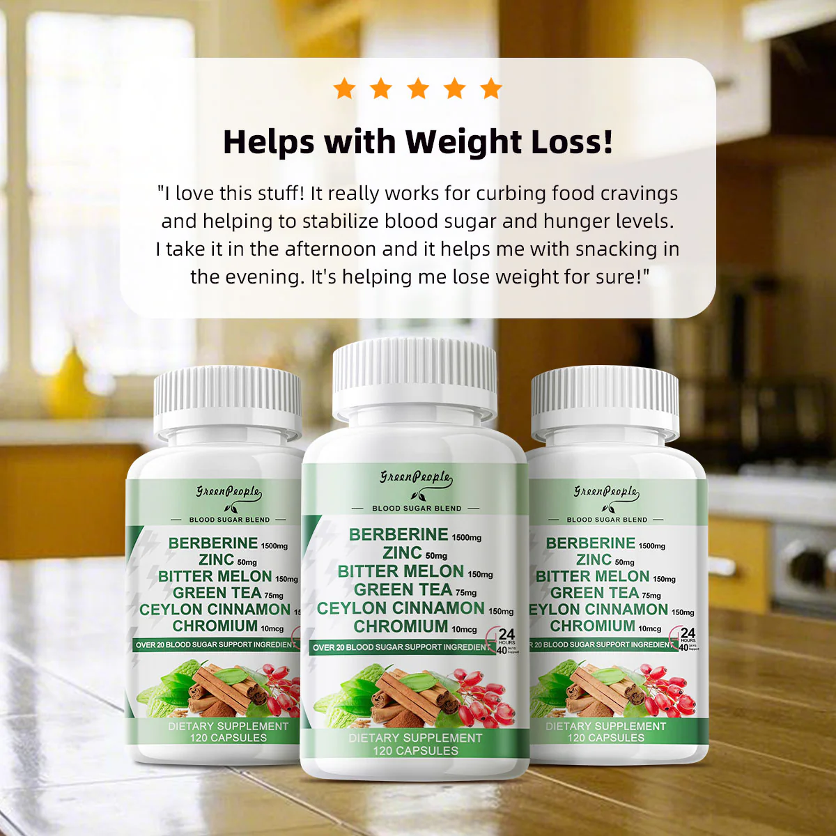 Berberine HCL 1200mg, 120 Capsules Berberine Supplement- Plus Bitter Melon Extract & Ceylon Cinnamon for Immune System - Image 3