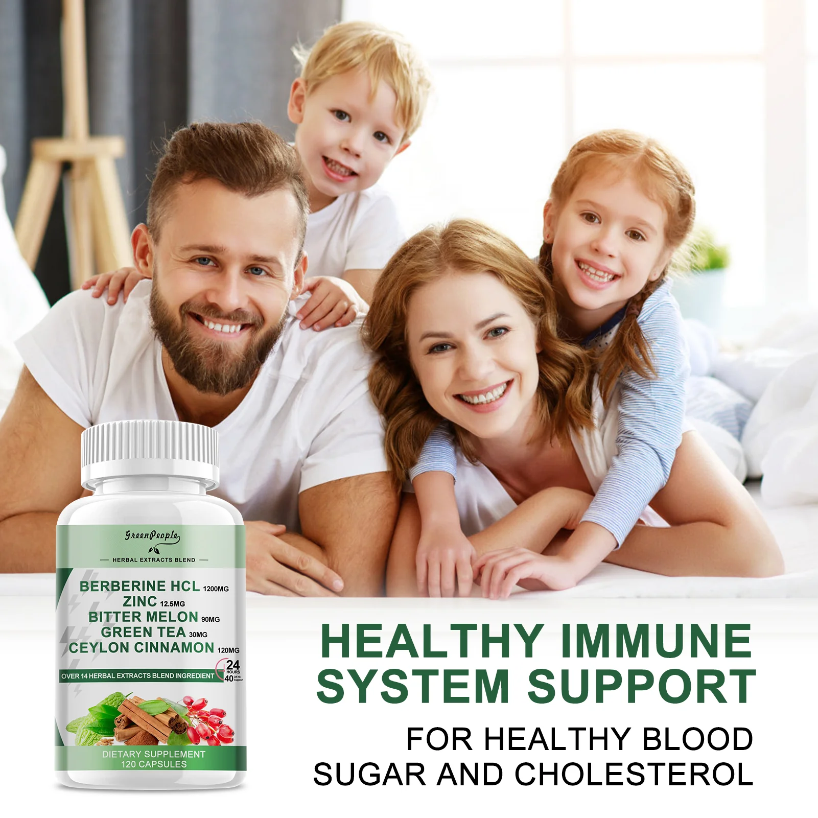 Berberine HCL 1200mg, 120 Capsules Berberine Supplement- Plus Bitter Melon Extract & Ceylon Cinnamon for Immune System - Image 9