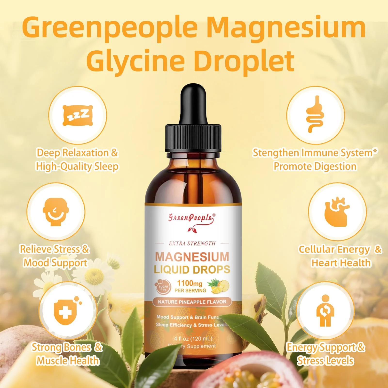 GreenPeople Magnesium Glycinate Liquid Drops – 17-in-1 Triple Magnesium Complex, High Absorption, Pineapple Flavor, 4 fl. oz (2 Pack) - Image 5