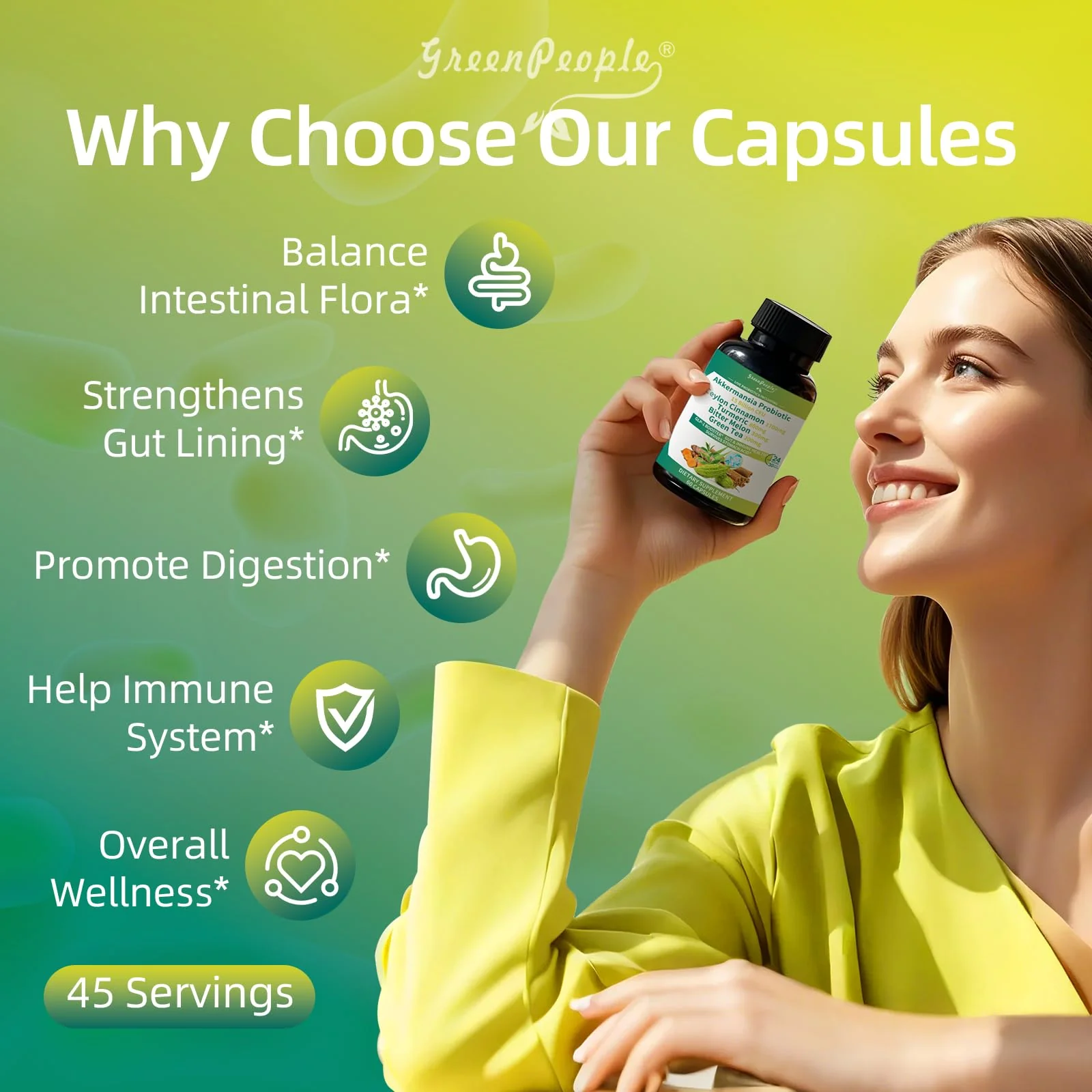 GreenPeople Akkermansia Probiotics 15B CFU with Ceylon Cinnamon & Turmeric – Gut & Metabolic Support, 60 Capsules - Image 8