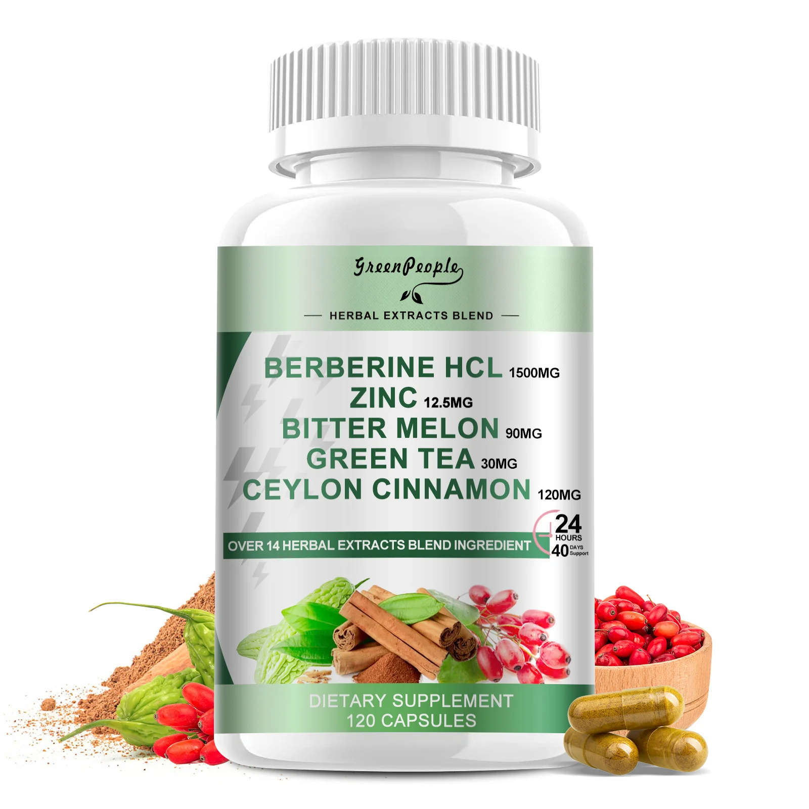 GreenPeople Berberine 1500mg Supplement with Ceylon Cinnamon Bitter Melon/Artichoke Extracts & Natural Herbs for Immune Support - Image 10