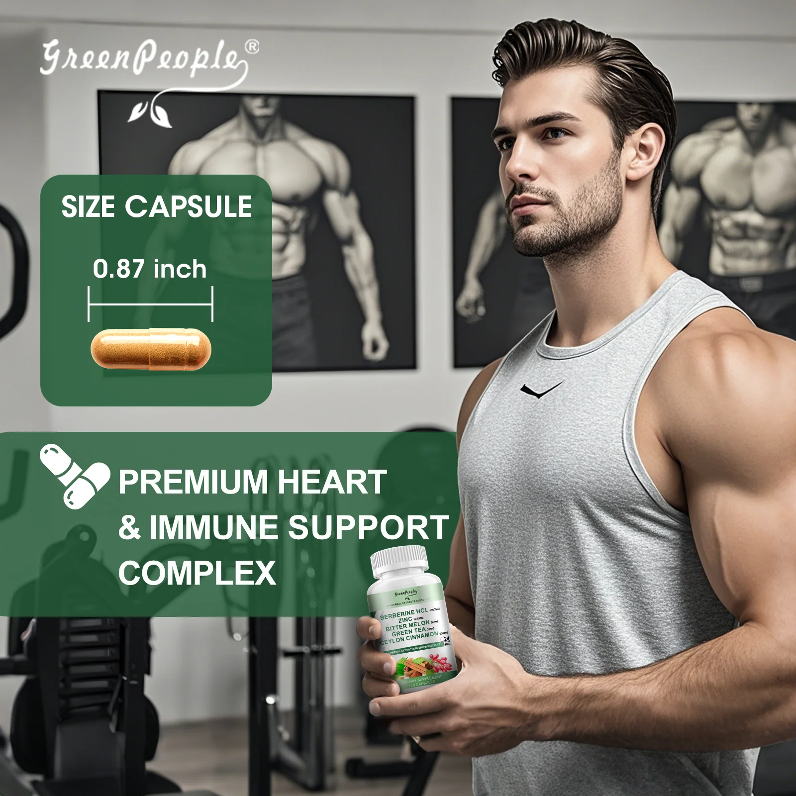 GreenPeople Berberine 1500mg Supplement with Ceylon Cinnamon Bitter Melon/Artichoke Extracts & Natural Herbs for Immune Support - Image 9