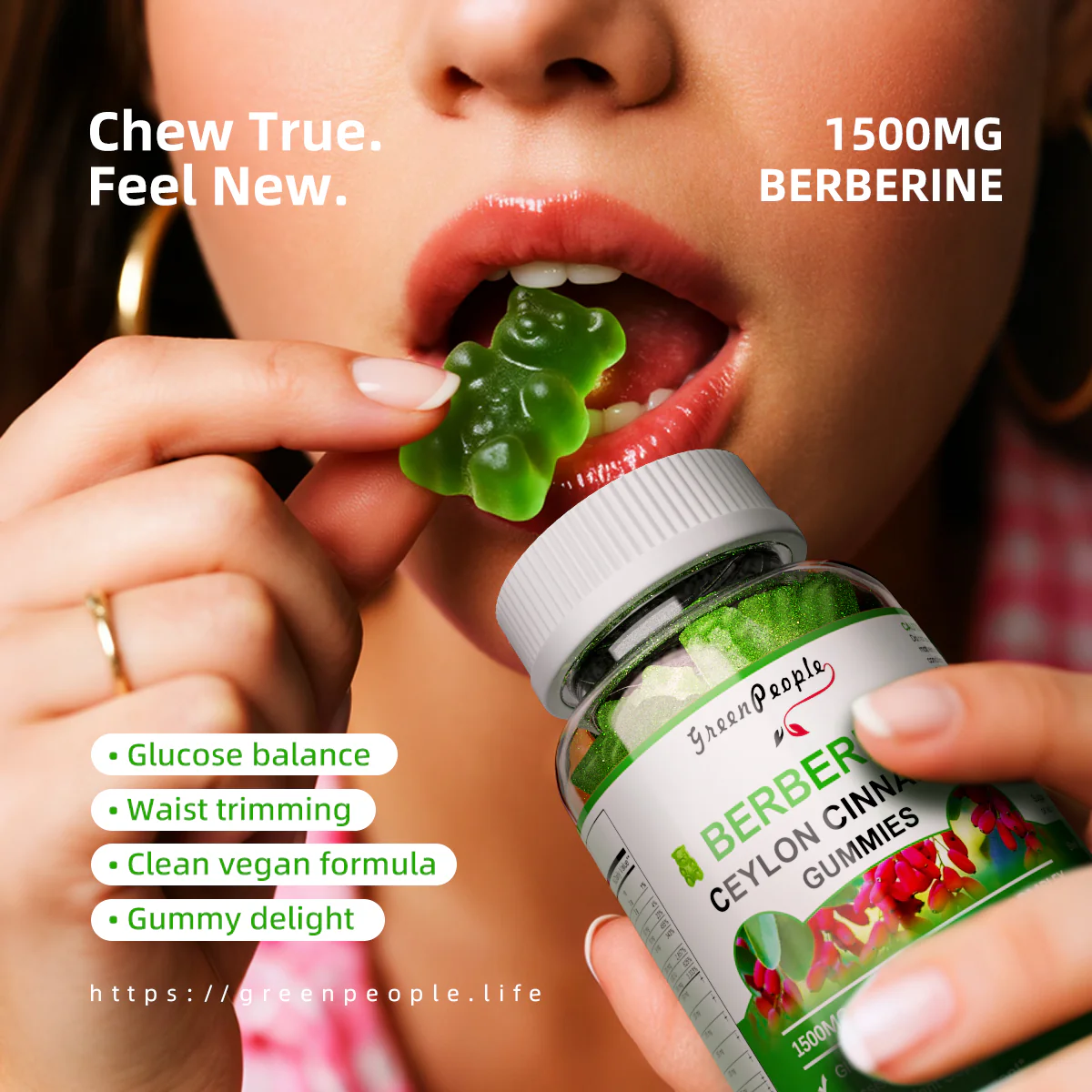 (2Pack)Berberine Gummies 1500mg with Ceylon Cinnamon - Sugar Free Berberine Supplement - for Immune Support & Brain Function - 120 Apple Gummies - Image 3