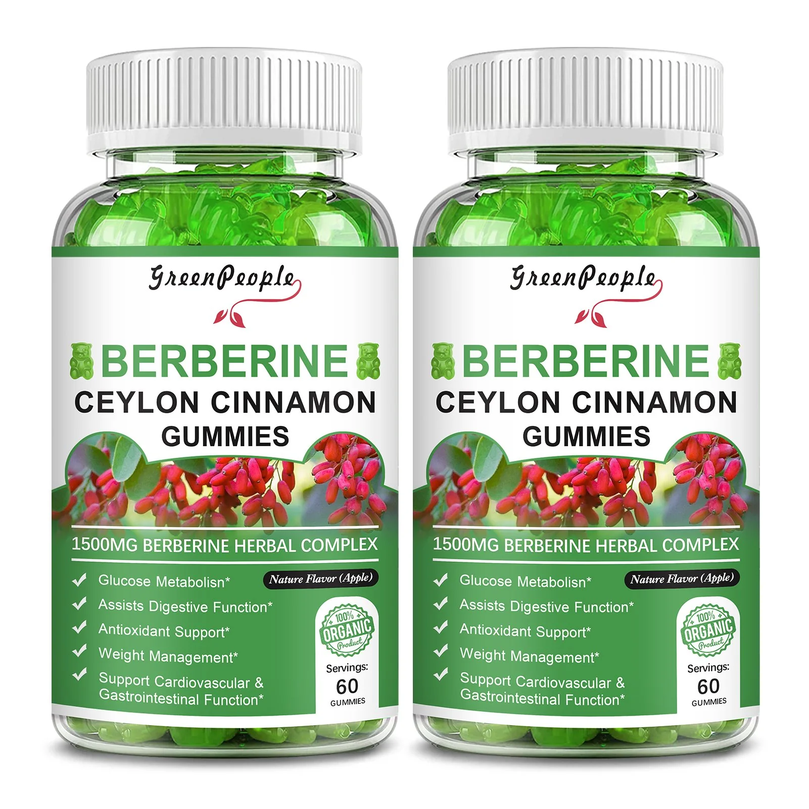 GreenPeople Berberine Ceylon Cinnamon Gummies Apple Flavor - Image 10