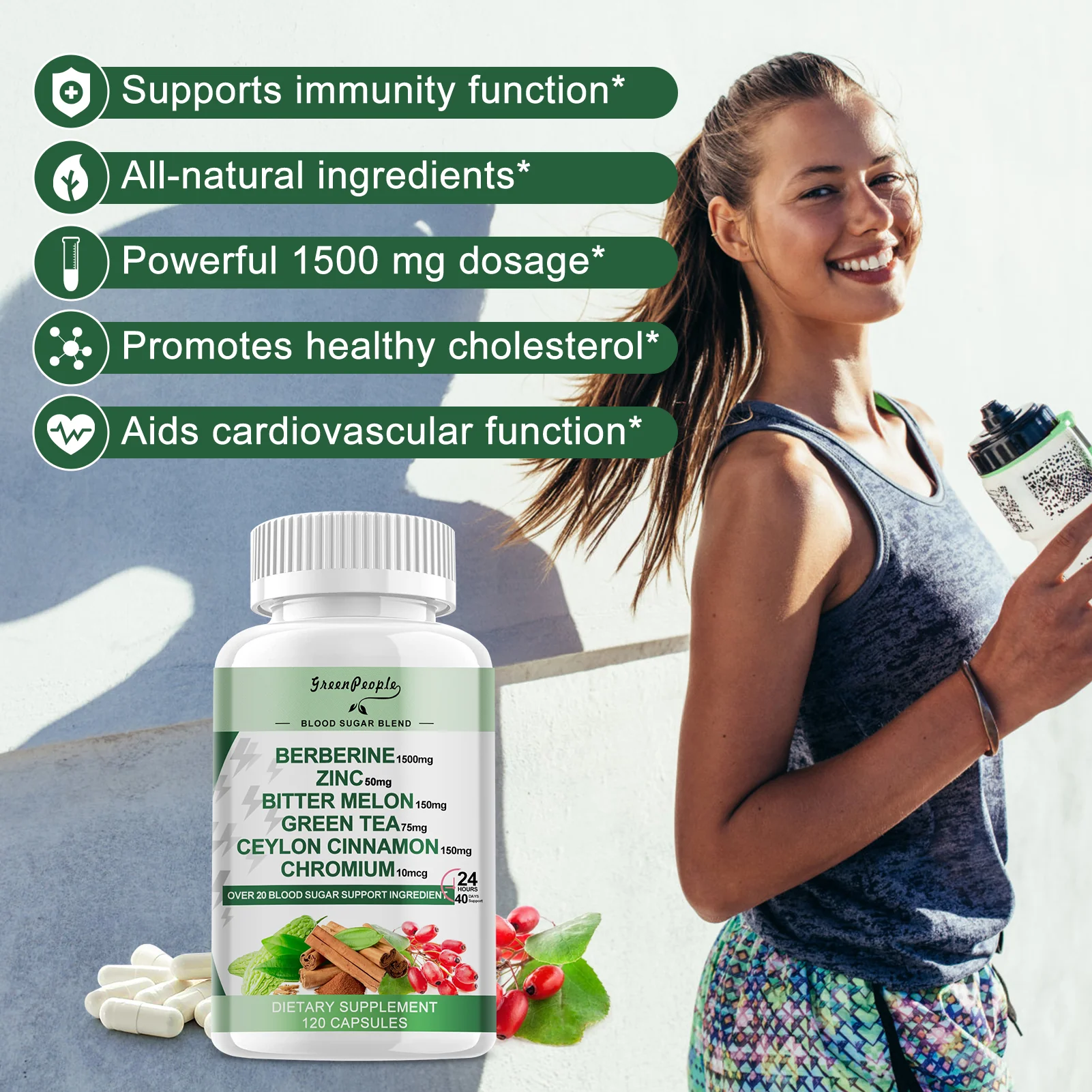 GreenPeople Berberine Supplement Capsules with Bitter Melon, Zinc & Other Natural Herbs - Image 7