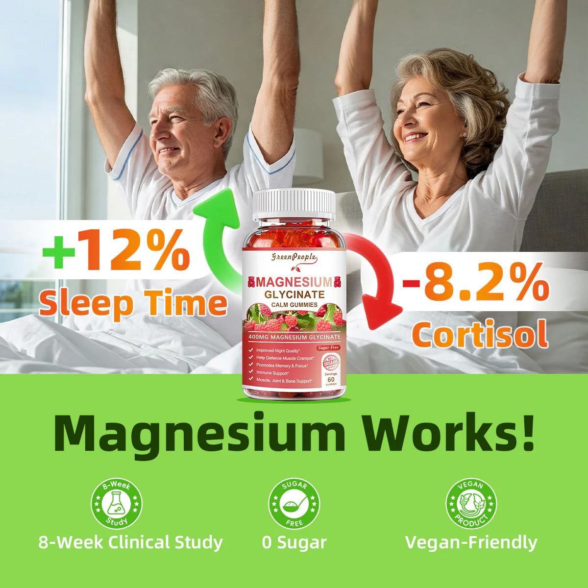 GreenPeople Magnesium Calm Gummies 60 Count Natural Raspberry - Image 3