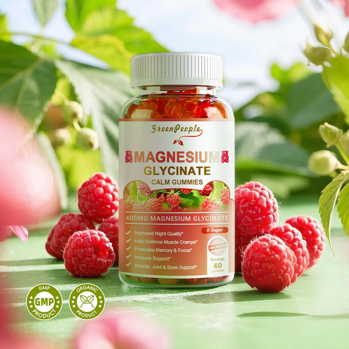 GreenPeople Magnesium Calm Gummies – Sugar-Free Raspberry Flavor for Sleep & Relaxation - Image 3