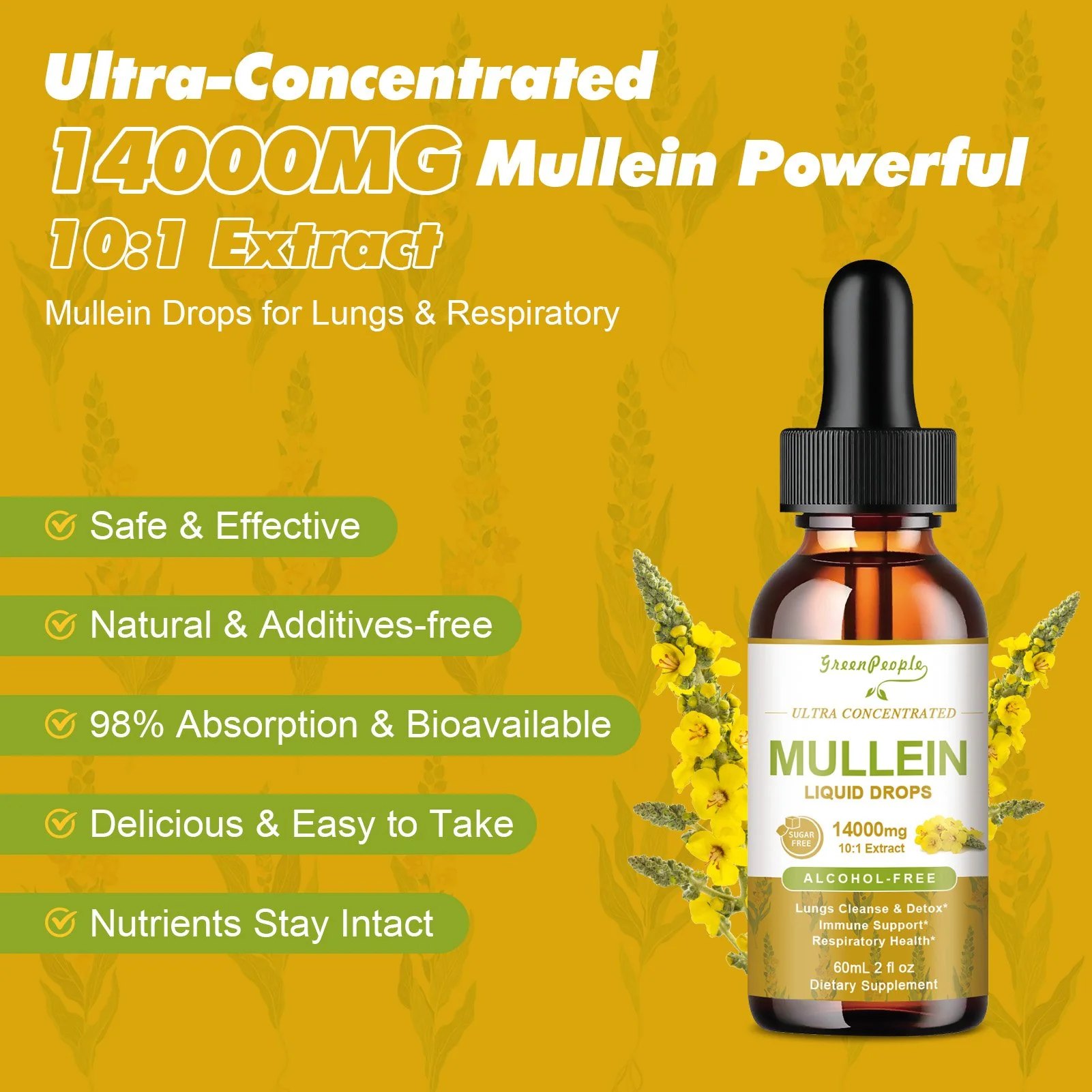 Mullein Leaf Liquid Drops – 13-in-1 Lung & Immune Herbal Formula, 2oz - Image 5