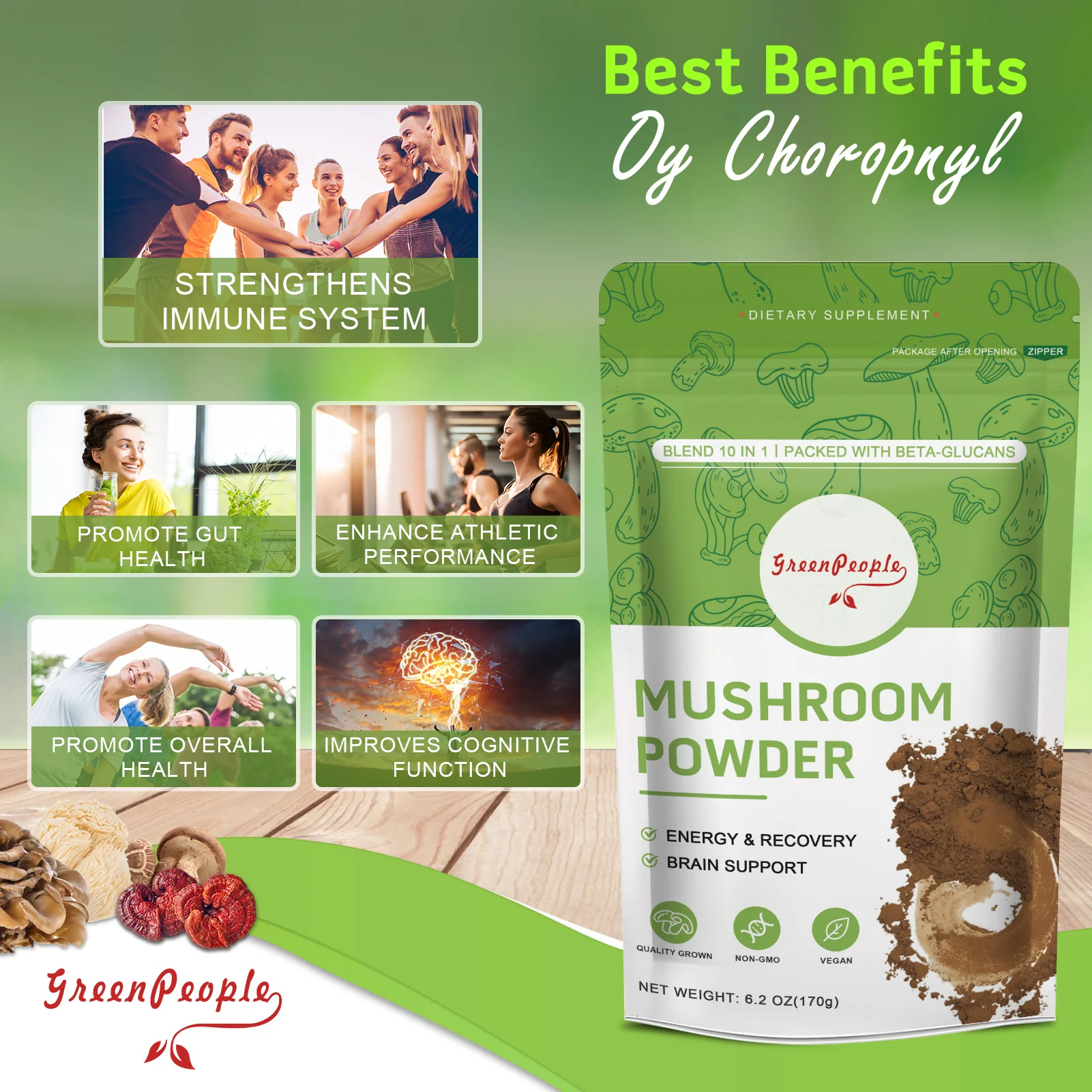 GREENPEOPLE Mushroom Blend Powder Supplement for Coffee & Smoothies - Image 15
