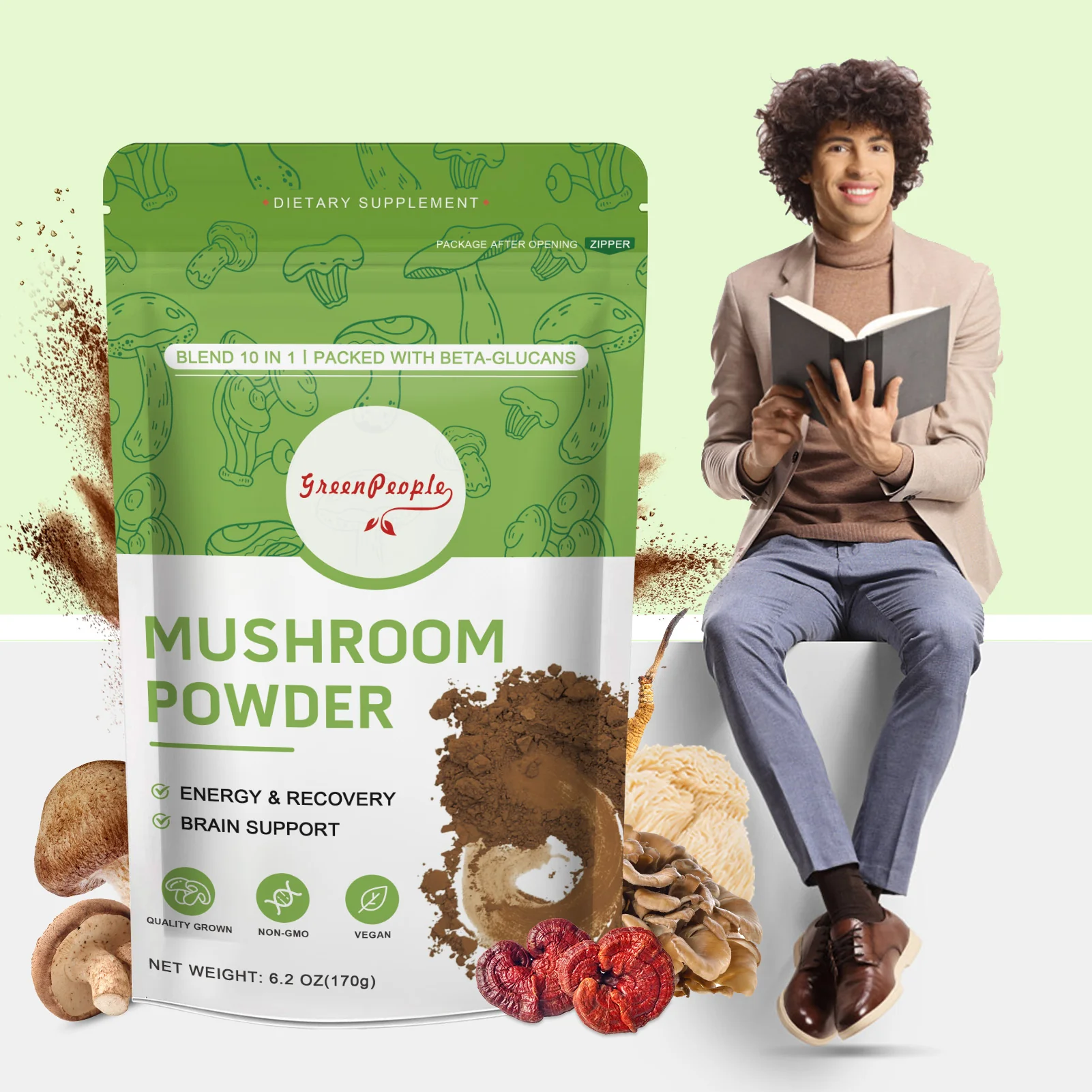 GREENPEOPLE Mushroom Blend Powder Supplement for Coffee & Smoothies - Image 21