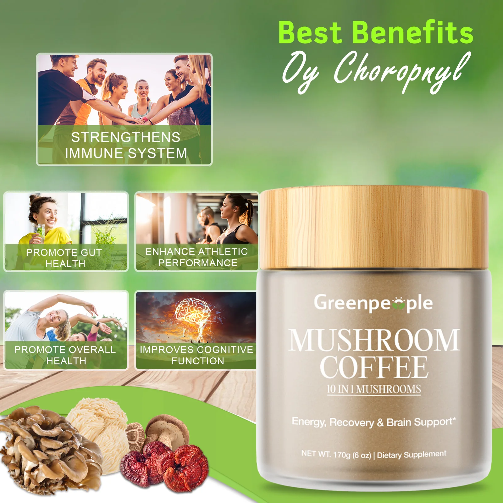 GREENPEOPLE Mushroom Blend Powder Supplement for Coffee & Smoothies - Image 3