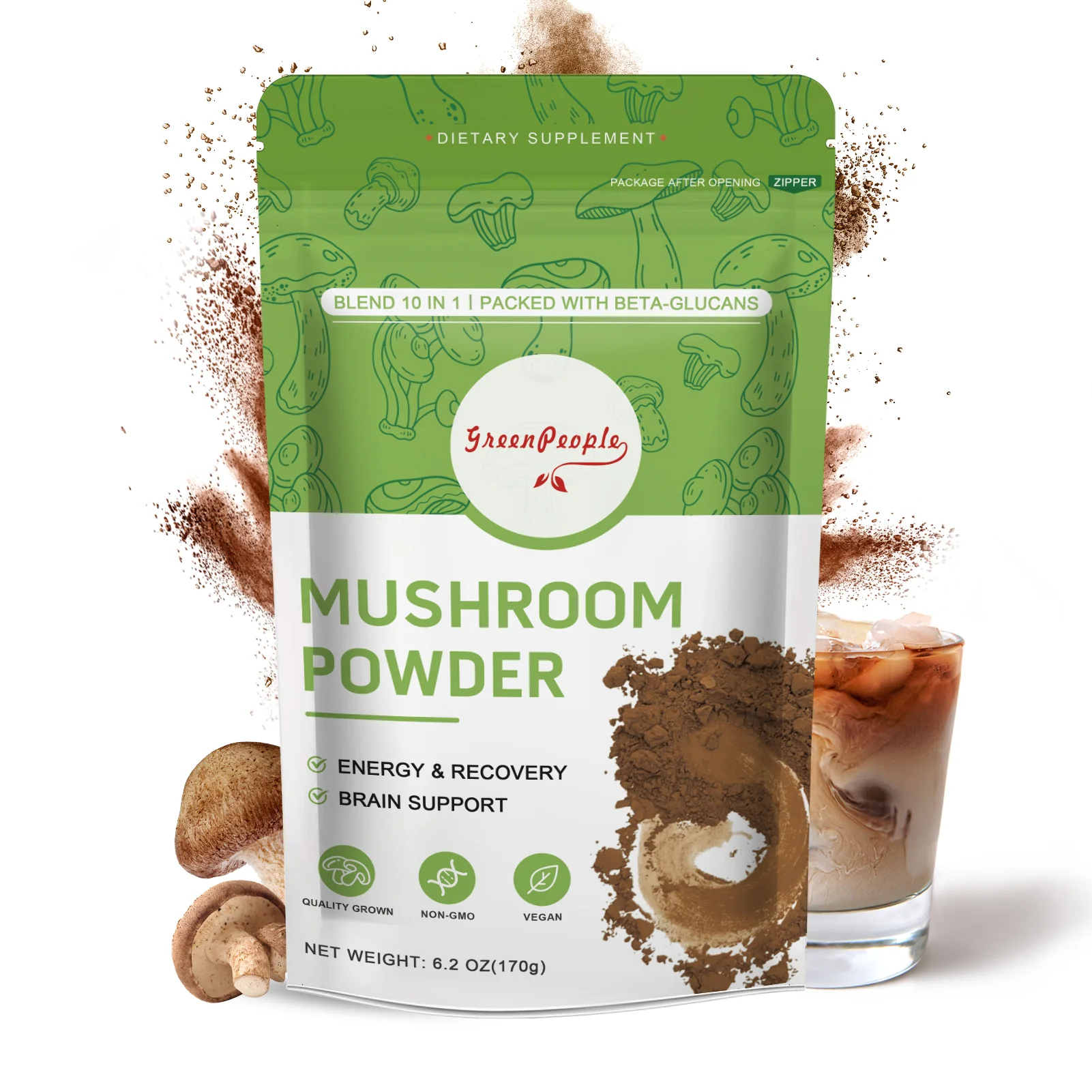 GREENPEOPLE Mushroom Blend Powder Supplement for Coffee & Smoothies - Image 9
