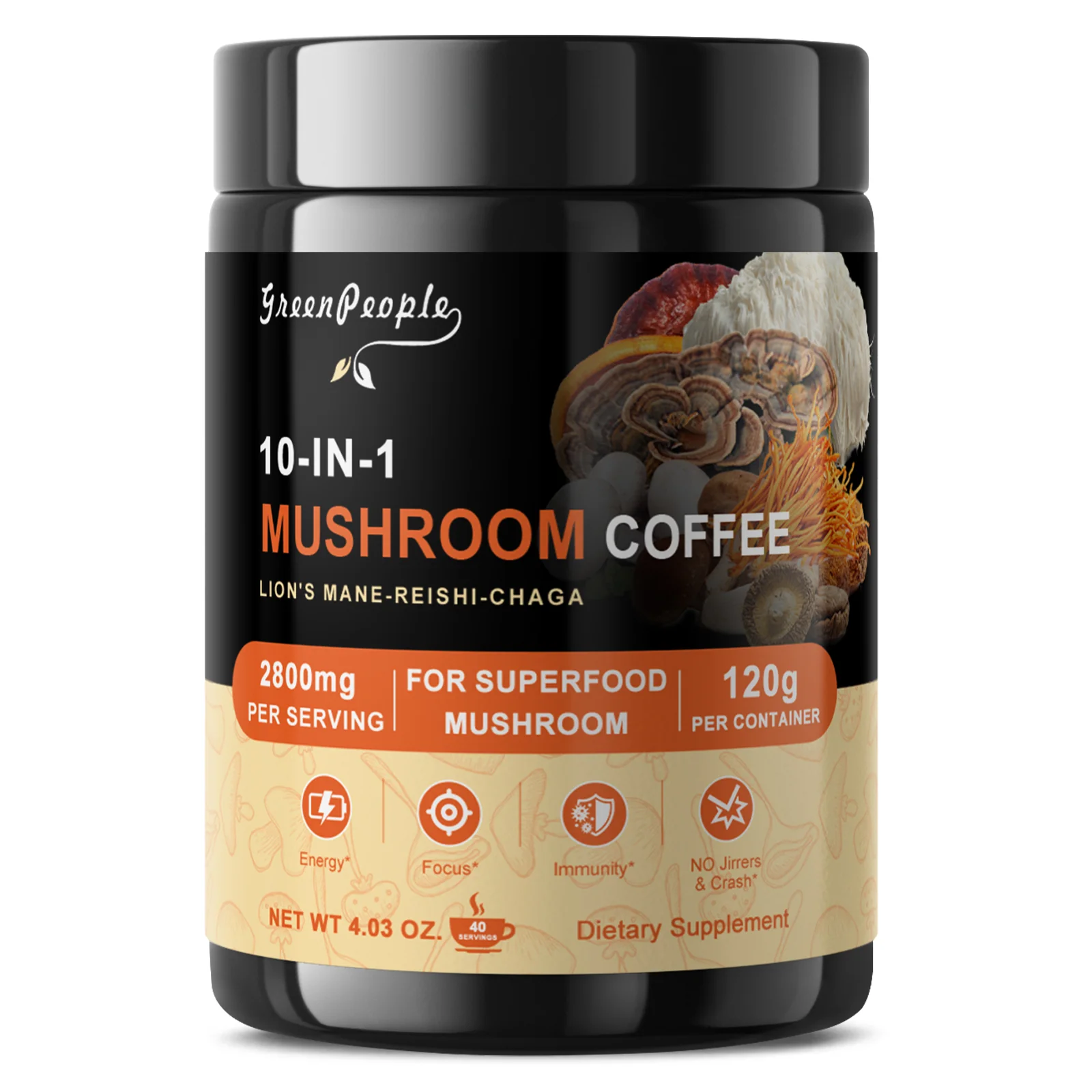 GreenPeople 10 in 1 Mushroom Coffee | Energy, Focus & Immune Support | 4.23 Oz - Image 10