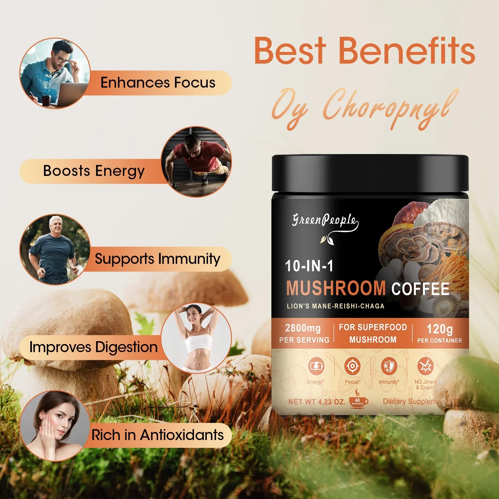 GreenPeople 10 in 1 Mushroom Coffee | Energy, Focus & Immune Support | 4.23 Oz - Image 5