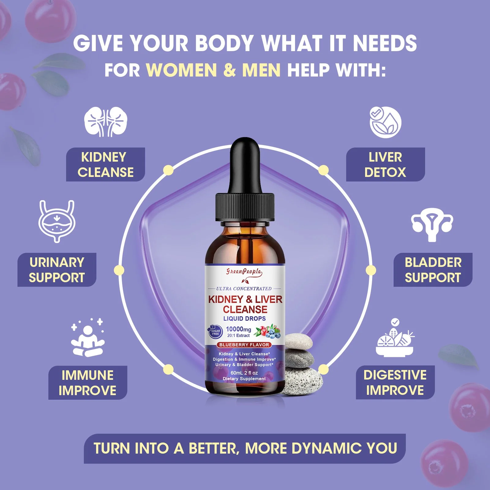 Kidney & Liver Cleanse Liquid Drops Blueberry Flavor for Digest - Image 7