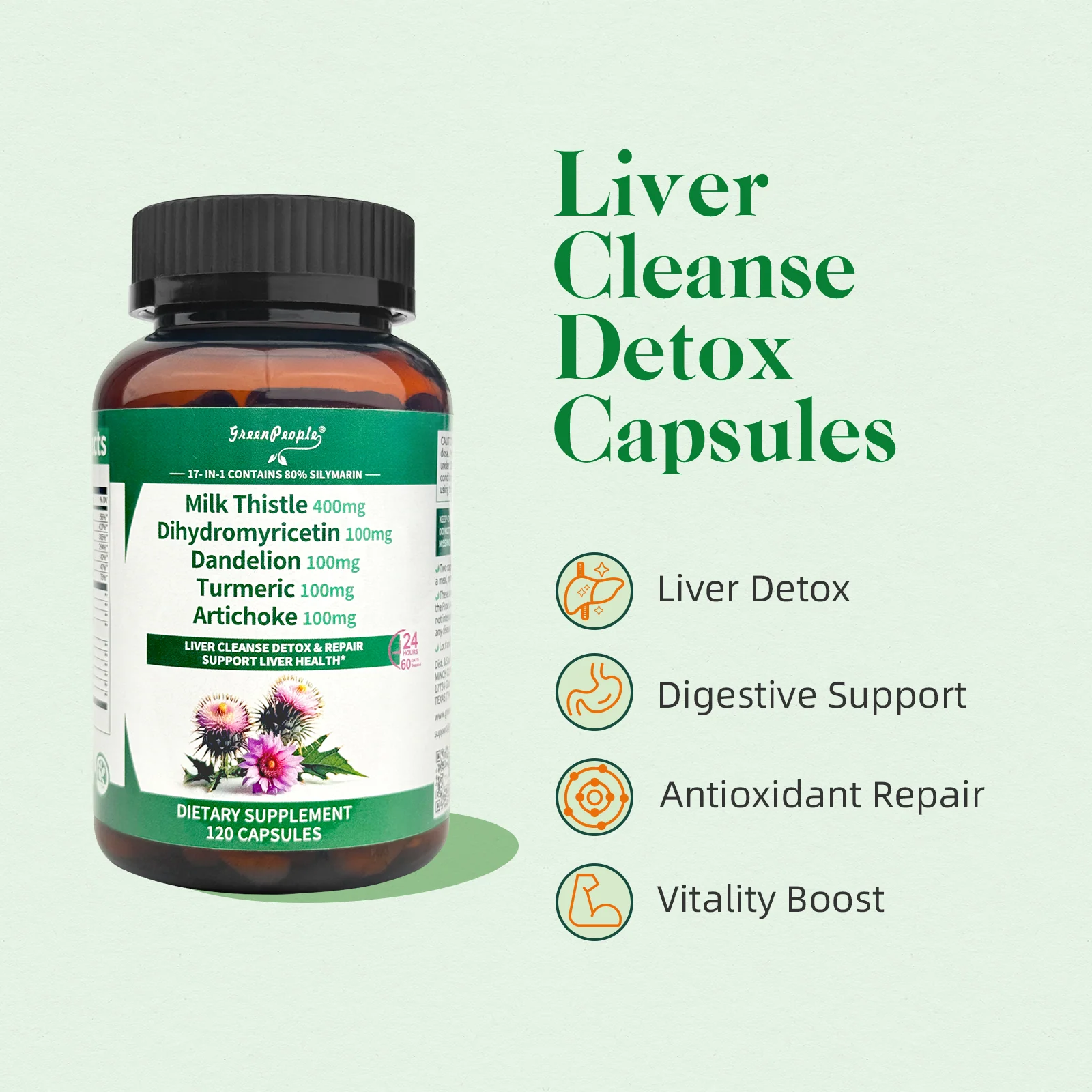 Liver Cleanse Detox & Repair – 30X Milk Thistle Extract (80% Silymarin) with Curcumin, Zinc & 17+ Liver Support Nutrients – 120 Vegan Capsules - Image 3