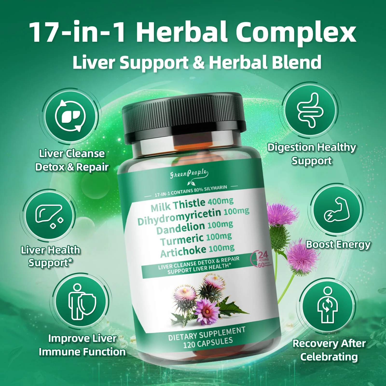 Liver Cleanse Detox & Repair Capsules Supplement 120pcs - Image 3