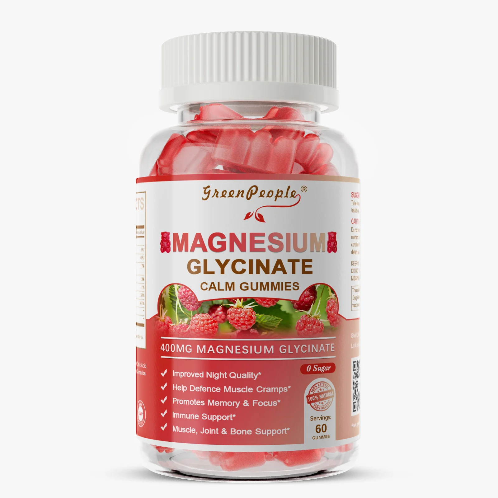 Magnesium Glycinate Gummies 400mg – Sleep Aid, Muscle & Nerve Support – Sugar-Free, Vegan Raspberry Flavor - Image 5