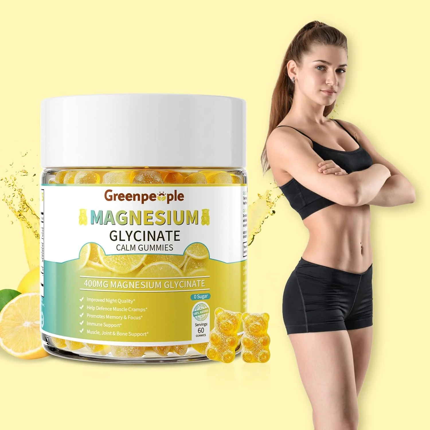 GreenPeople Sugar-Free Magnesium Glycinate Gummies – 400mg Advanced Calm & Sleep Support with Vitamin D3, B6 & Calcium (60 Count) - Image 6