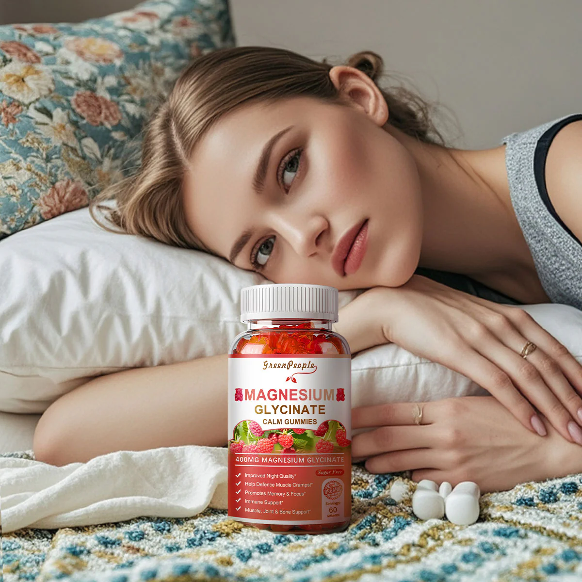 GreenPeople Magnesium Calm Gummies – Natural Raspberry, Sleep Support, Vegan & Sugar-Free - Image 3