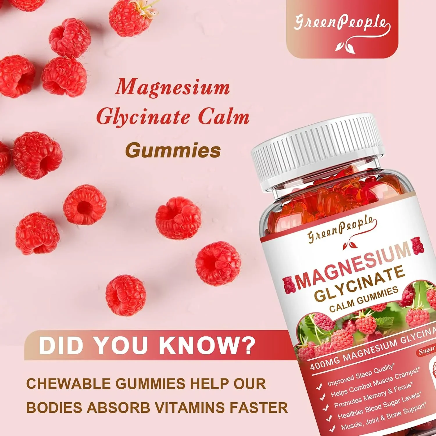 Magnesium Gummies 400mg Supplement Supports Calm Mood,Muscle,Bone,Sleep Health,60 Count - Image 4