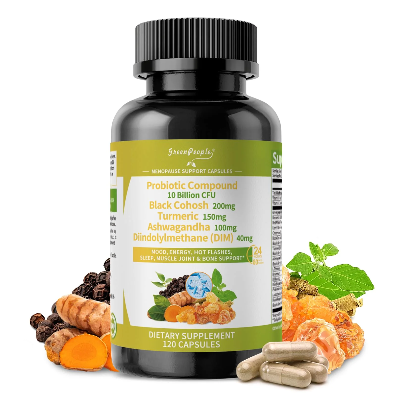 Menopause Support for Women – Estrogen Balance with Black Cohosh, Ashwagandha & Turmeric – Hot Flash & Mood Relief – 120 Vegan Capsules - Image 10
