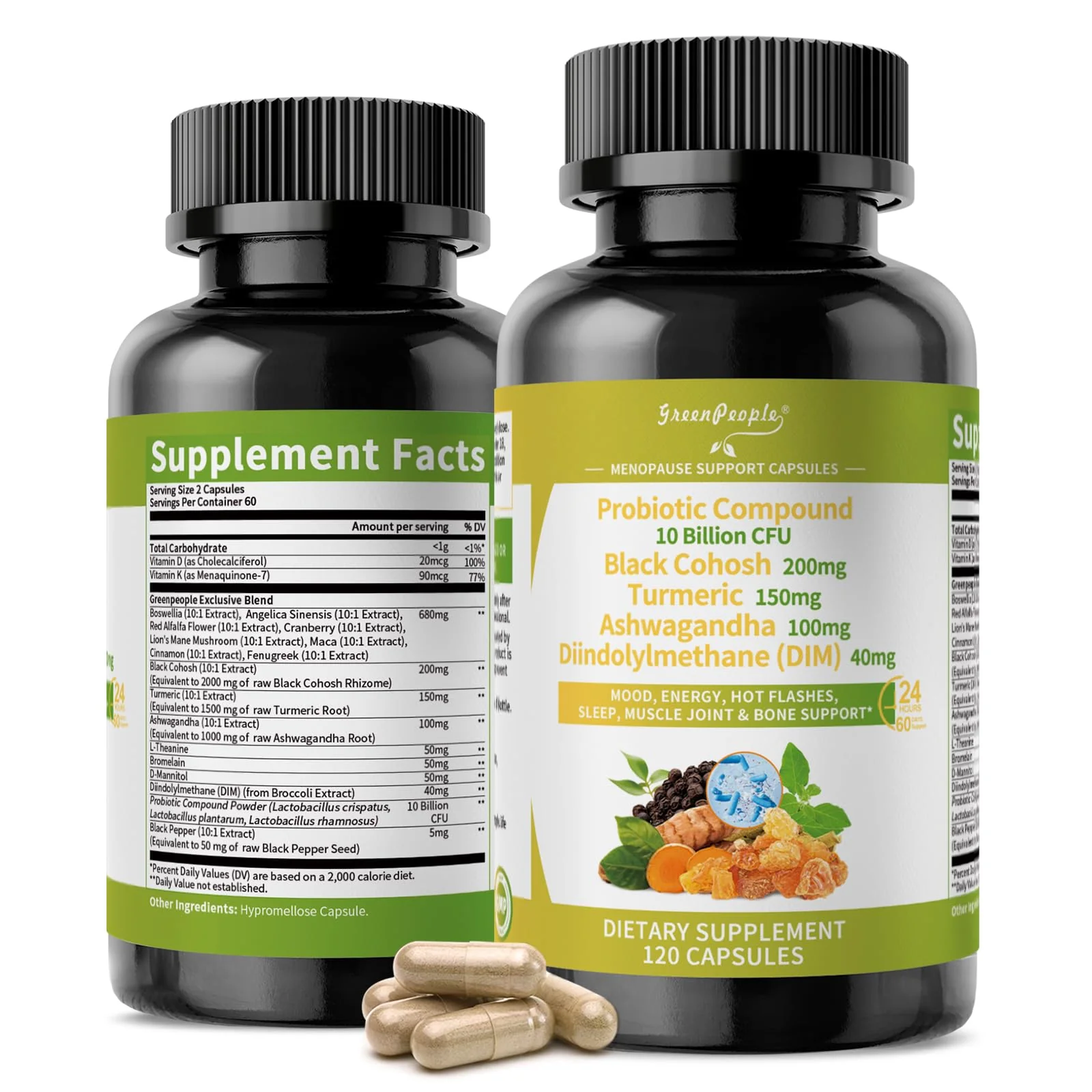 Menopause Support for Women – Estrogen Balance with Black Cohosh, Ashwagandha & Turmeric – Hot Flash & Mood Relief – 120 Vegan Capsules - Image 9