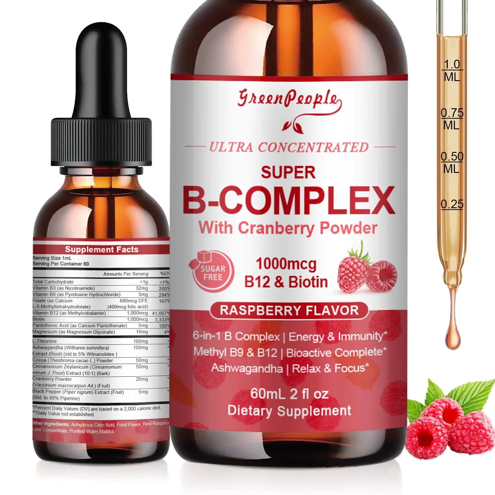 Super B Complex Liquid | B12 Methylcobalamin + Methyl Folate | B Vitamins Complex Liquid Drops with B3,B5,B6,B7, Ashwagandha & L-Theanine for Energy, Focus & Immunity, Vegan, 2fl Oz - Image 11