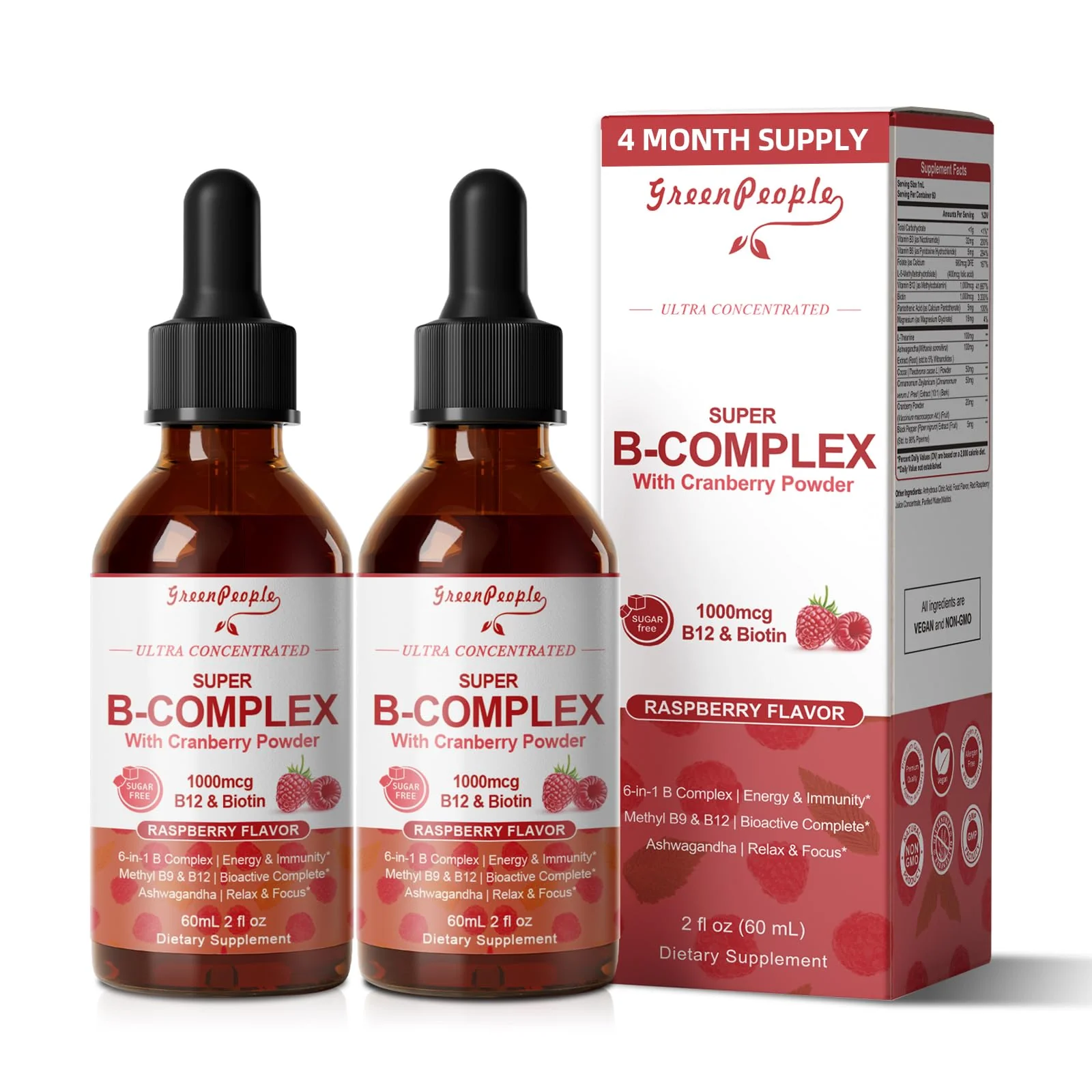 GreenPeople Super B-Complex Liquid Drops – Methyl B12 & Methyl Folate + B3, B5, B6, B7, Ashwagandha & L-Theanine for Energy, Focus & Immunity, Vegan Raspberry, 4 fl oz - Image 10